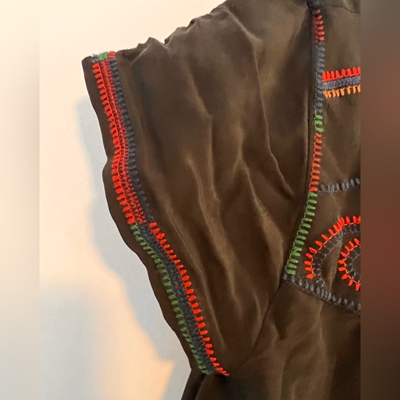 Madewell Embroidered Shift Dress Black Silk - Picture 10 of 11